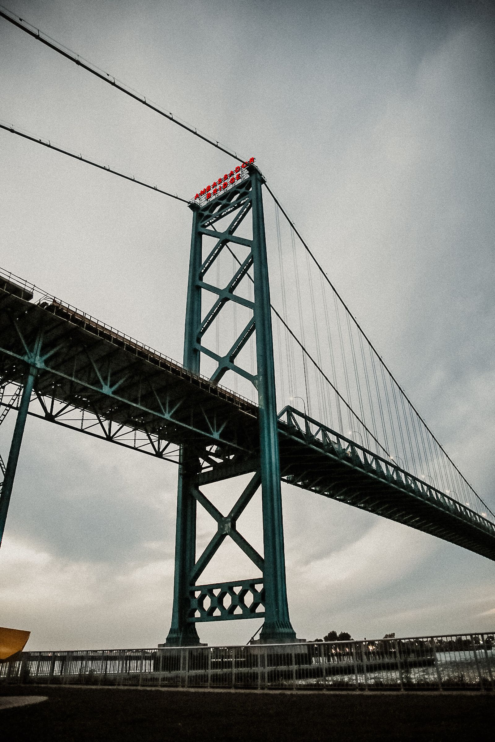 The Ambassador Bridge between Detroit and Windsor