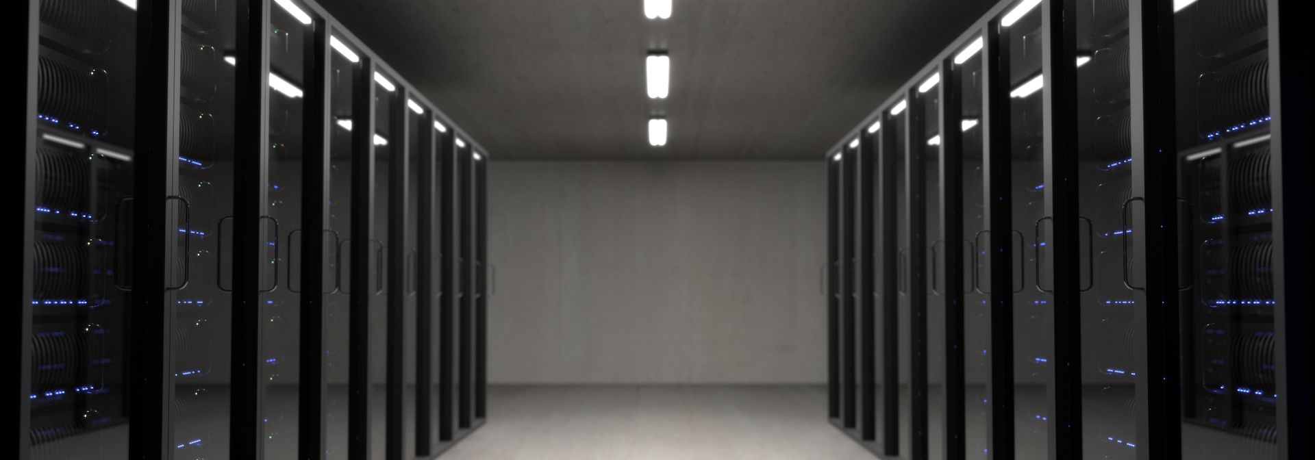 Rows of server racks inside a data center