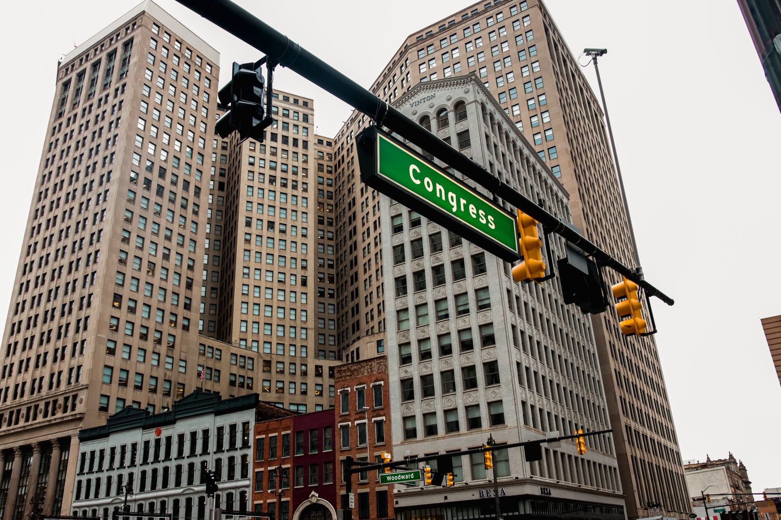 Detroit skyscrapers seen from Congress Street