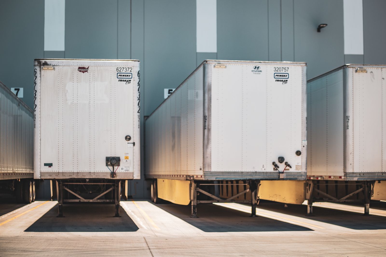 Freight trailers lined up at a loading dock